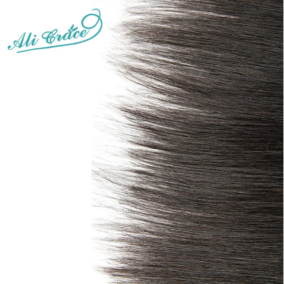 Ali Grace Straight 13x4 Transparent Lace Frontal Brazilian Human Remy Hair Frontal Pre Plucked with Baby Hair Bleached Knots
