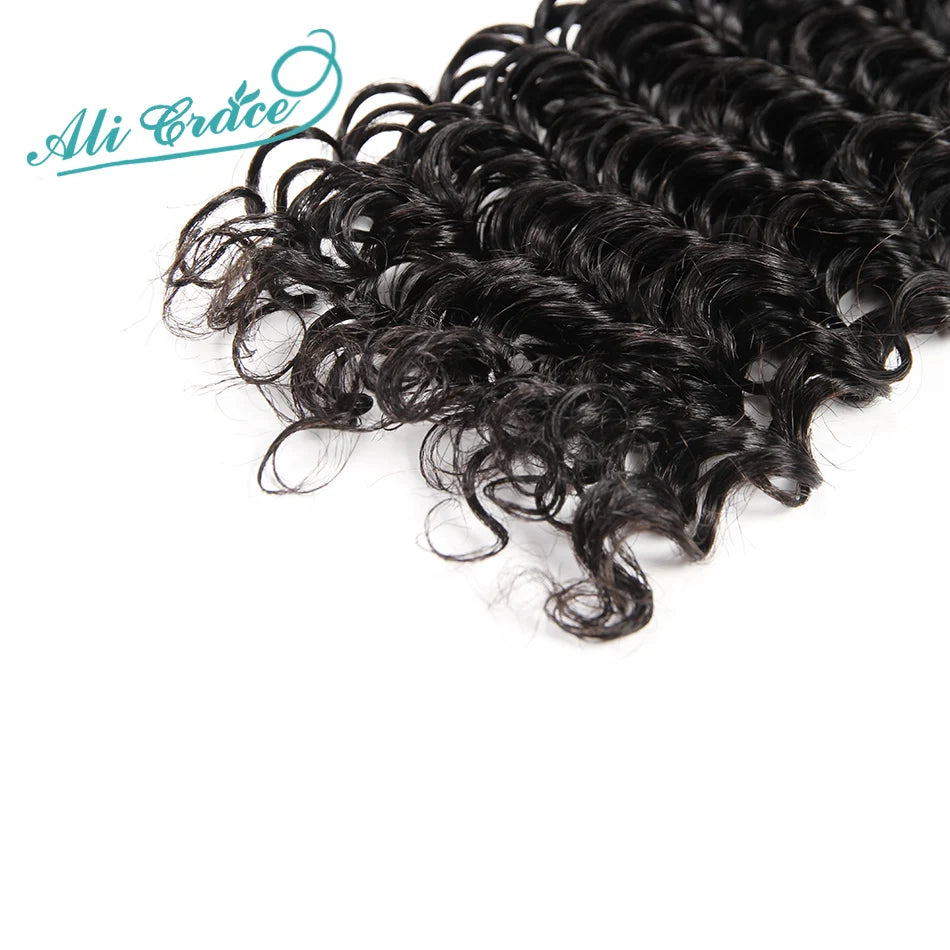 Brazilian Deep Wave Hair Bundles 100% Remy Human Hair Extensions 1 3 4 Bundle Deals ALI GRACE Deep Wave Human Hair Bundles