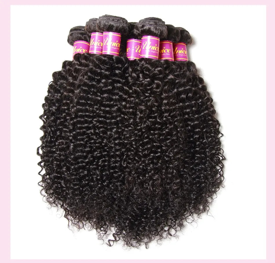 Unice Hair Peruvian Curly Hair Bundles 1 Piece Human Hair Extensions 8"-26" 100% Remy Human Hair Weave Bundles Natural Color