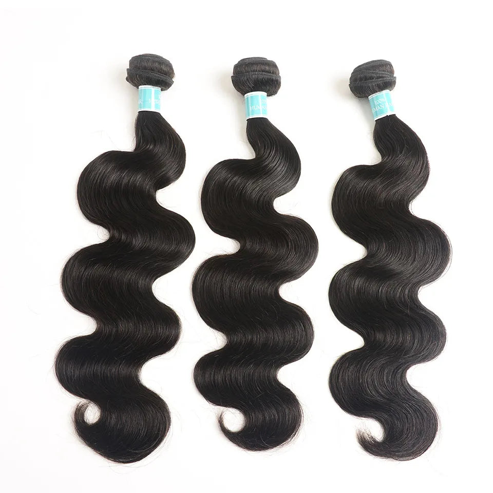 Ali Grace Hair Malaysian Body Wave Human Hair Extensions 3 Bundles Deal 12-28 Inch 100% Remy Human Hair Weave Natural Color