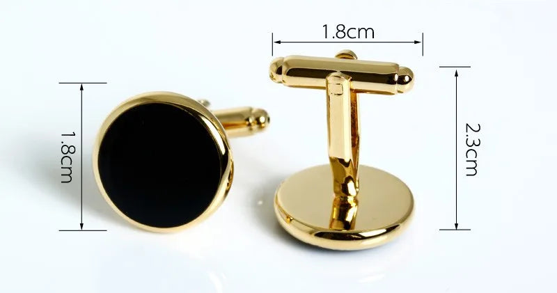 Gold Plated Metal Buttons Cufflinks Enamel Studs Set for Men's Tuxedo Shirt