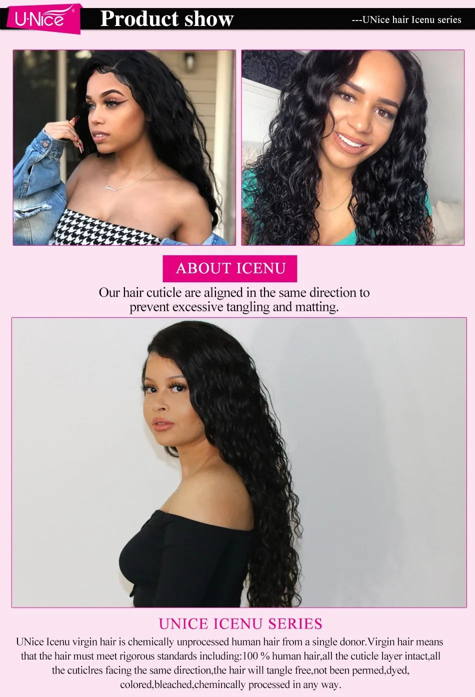 Unice Hair 3PCS Natural Wave Peruvian Hair Bundles 100% Human Hair Weaves 8"-26" Natural Color Remy Hair Extension Free Shipping