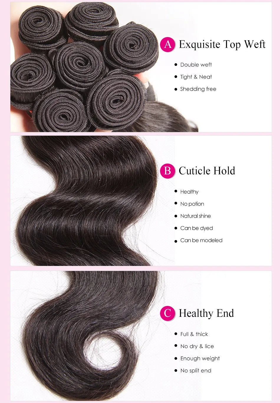 UNICE Hair Bundles Malaysian Body Wave 4 Bundles 100% Remy Hair Weaving Natural Color Human Hair Weaves 8-30inch Free Shipping