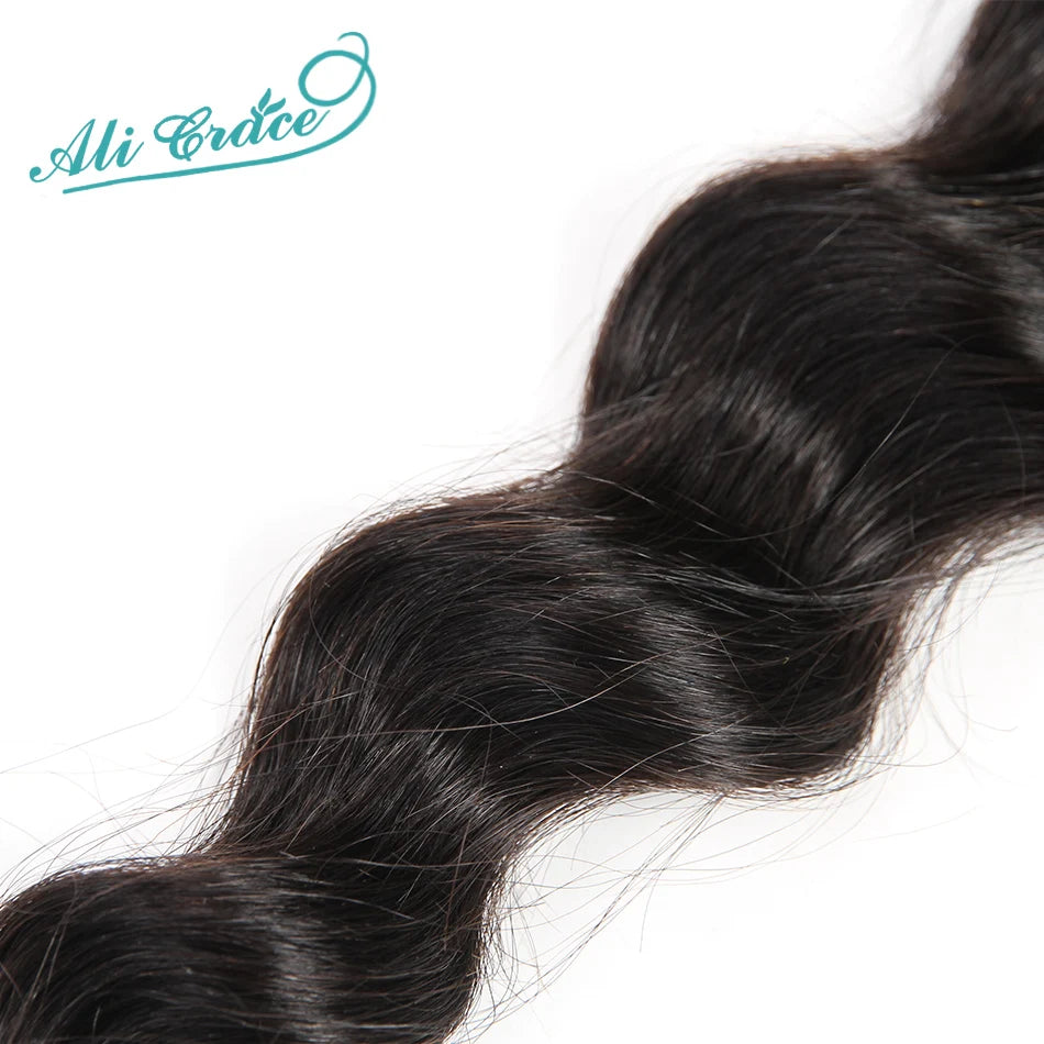 ALI GRACE Hair Brazilian Loose Wave Bundles 1 3 4 Pcs Human Hair Bundles 100% Remy Human Hair Extensions Hair Weaves Bundles
