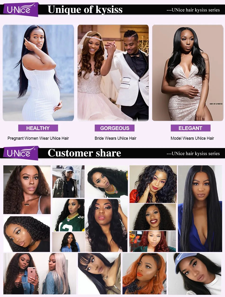 UNice Hair Kysiss Series 12A Brazilian Curly Hair 3/4 Bundles With Closure 100% Human Virgin Hair Bundles With Closure