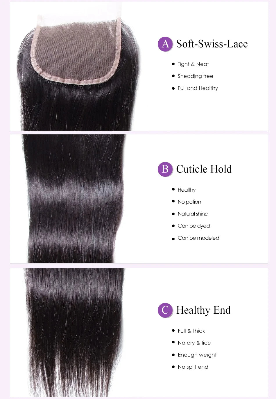 UNice Hair 5x5 HD Lace Closure Brazilian Straight Hair Lace Closure Virgin Human Hair Closure 4"x4" Swiss Lace 1 PCS