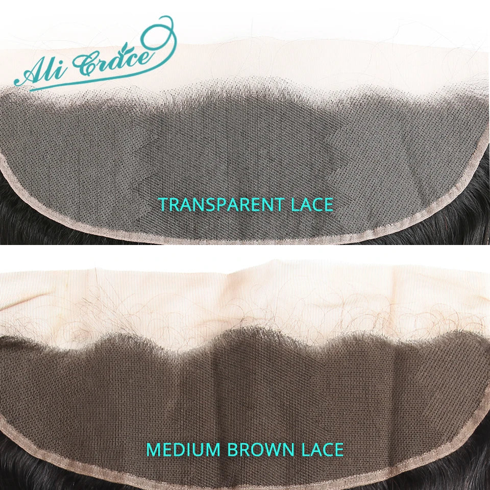 Ali Grace Straight 13x4 Transparent Lace Frontal Brazilian Human Remy Hair Frontal Pre Plucked with Baby Hair Bleached Knots