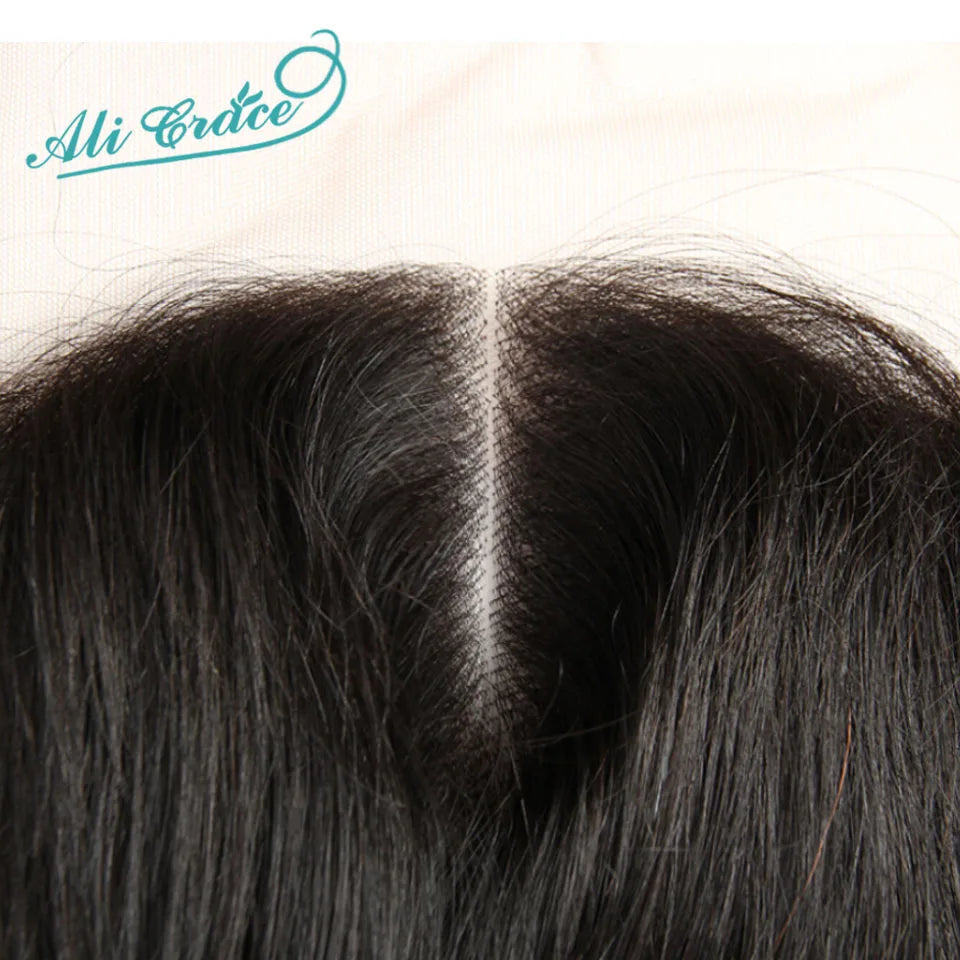 Ali Grace Straight 13x4 Transparent Lace Frontal Brazilian Human Remy Hair Frontal Pre Plucked with Baby Hair Bleached Knots