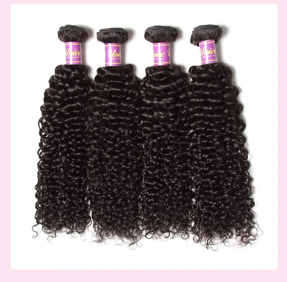 Unice Hair Peruvian Curly Hair Bundles 1 Piece Human Hair Extensions 8"-26" 100% Remy Human Hair Weave Bundles Natural Color
