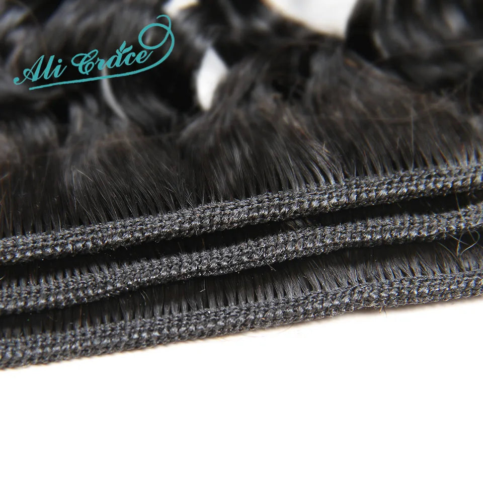 Ali Grace Hair Brazilian Deep Wave 3 Bundles 100% Brazilian Remy Hair 10-28 Inch Deep Curly Brazilian Human Hair For Black Women