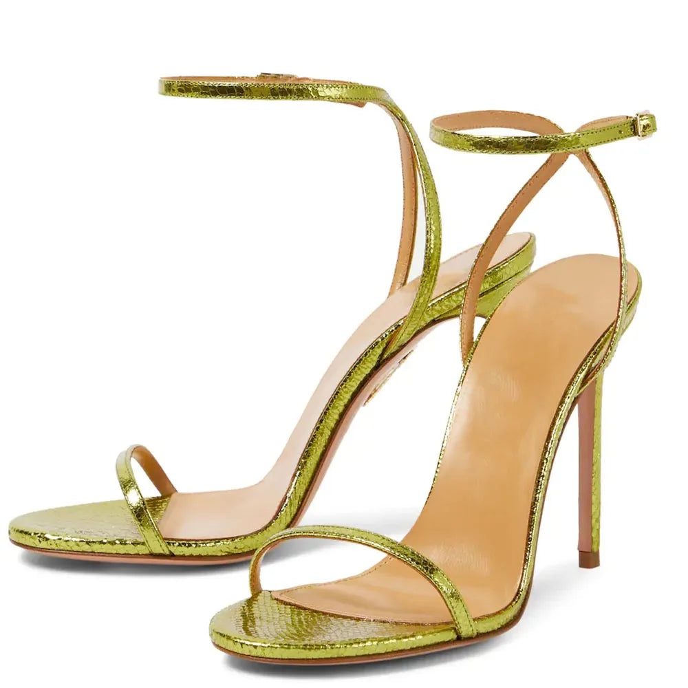 Women's Custom High Heel Sandals Peep Toe with Ankle Buckle Strap Open Toe Solid Color Microfiber for Spring Season Party Wear
