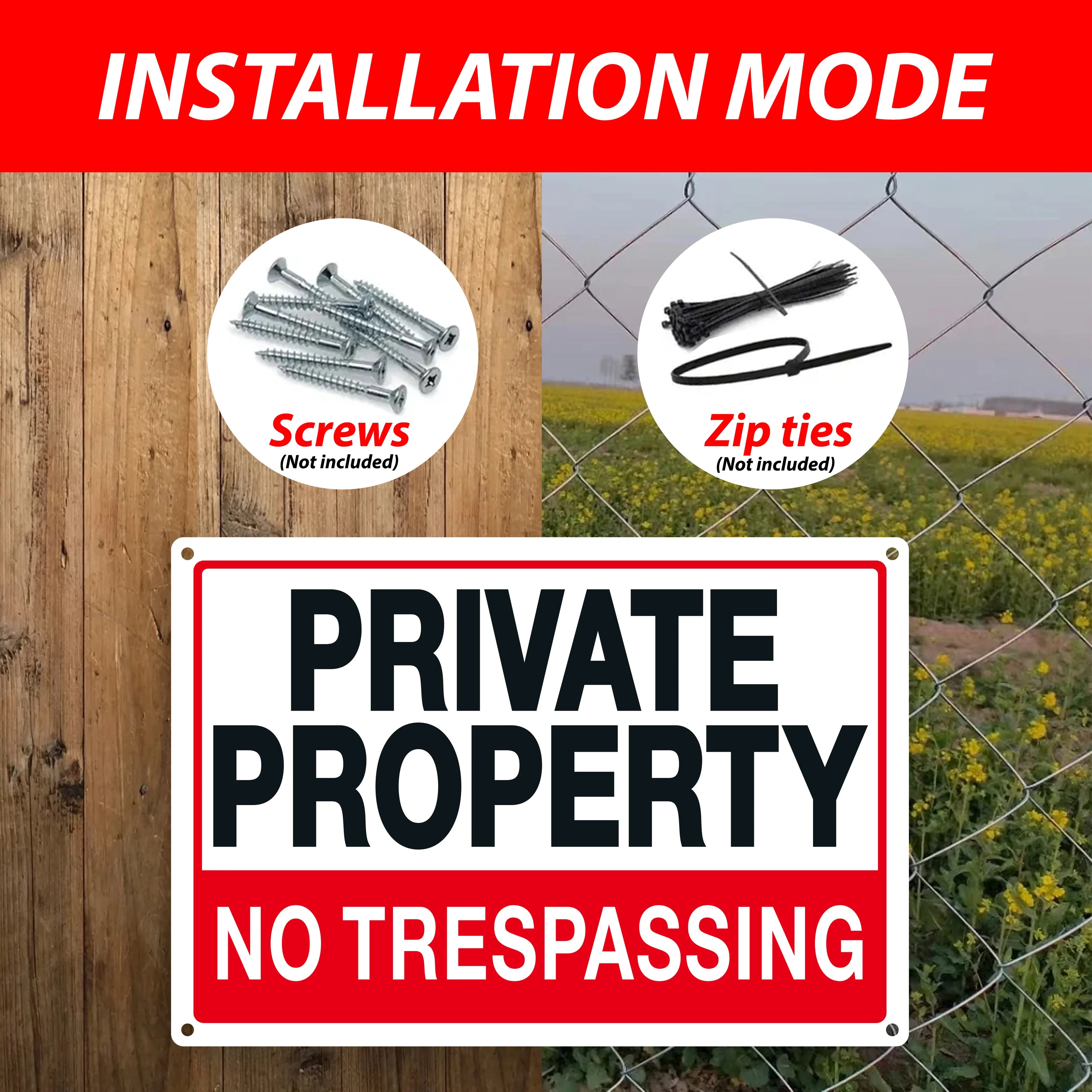USA Warehouse Free Shipping Stainless Steel Private Property No Trespassing Sign  Durable    Fast Shipping Warning Signs