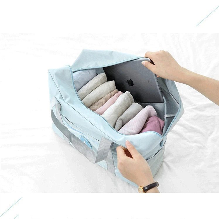 Durable Lightweight Waterproof Oxford Nylon Travel Bag Fashionable Foldable Storage Duffel Zipper Geometric Portable Stylish