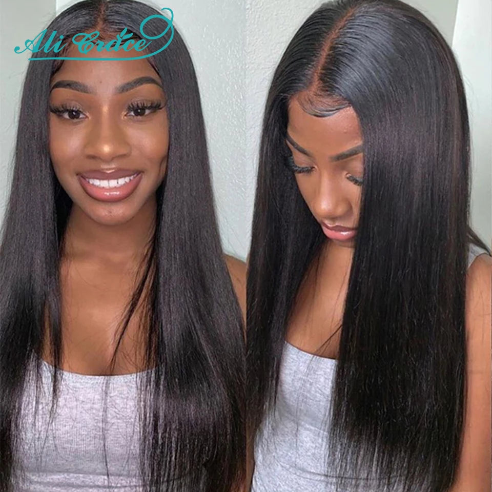 Ali Grace T Part Lace Wig 13x5x1 Straight Lace Part Human Hair Wigs Brazilian Straight Front Wigs for Women Middle Part Wigs