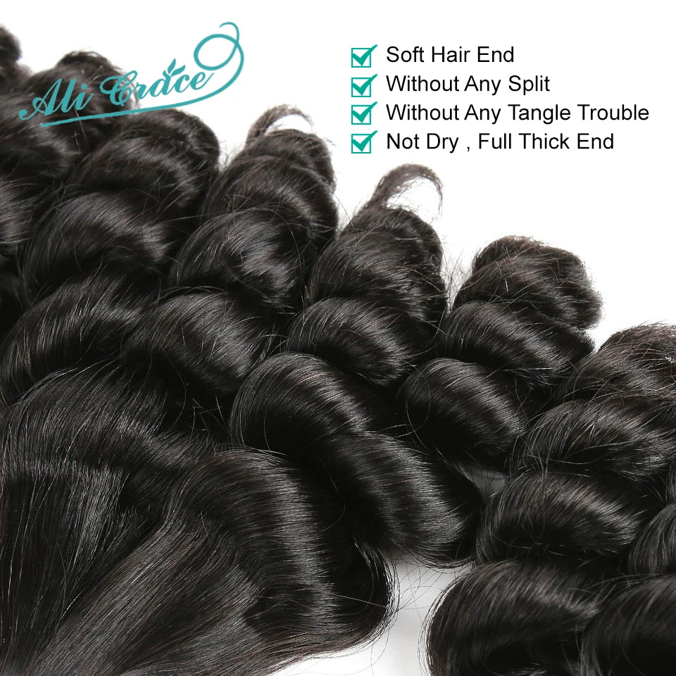 Ali Grace Hair Double Drawn Loose Wave Hair Full Ends Funmi Hair Hairstyle Funmi Hair Bundles 100% Human Hair Extensions
