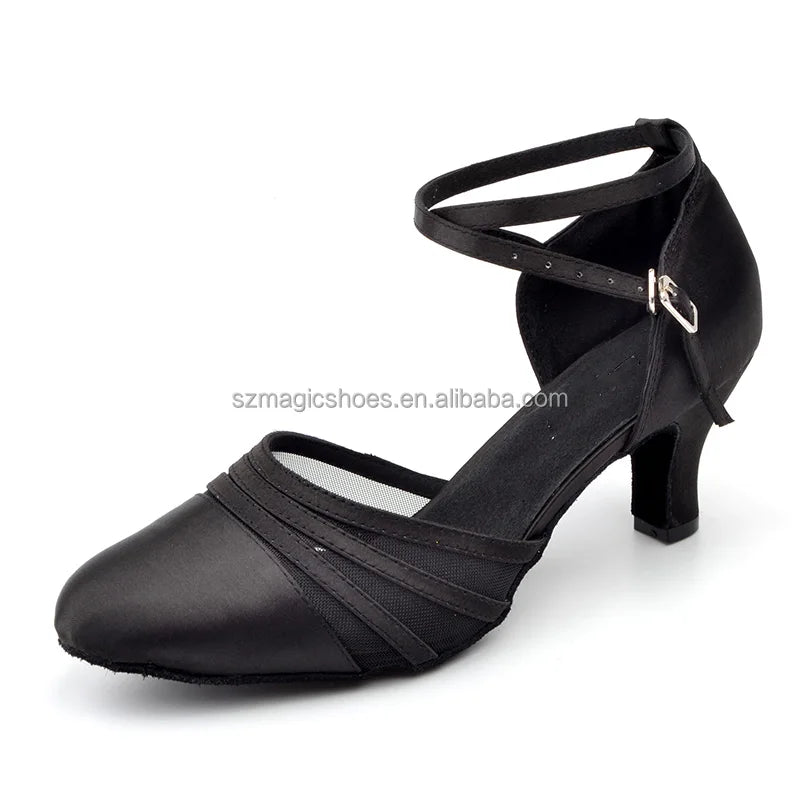 Customized Latin Dance Shoes Woman Heel Closed Toe