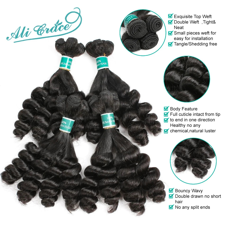 Ali Grace Hair Double Drawn Loose Wave Hair Full Ends Funmi Hair Hairstyle Funmi Hair Bundles 100% Human Hair Extensions