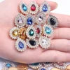 Hot Sale Flatback Claw Glass Rhinestones 7x10mm 200pcs Sew on Tear Shiny Crystals Gold Base for Bags & Clothes