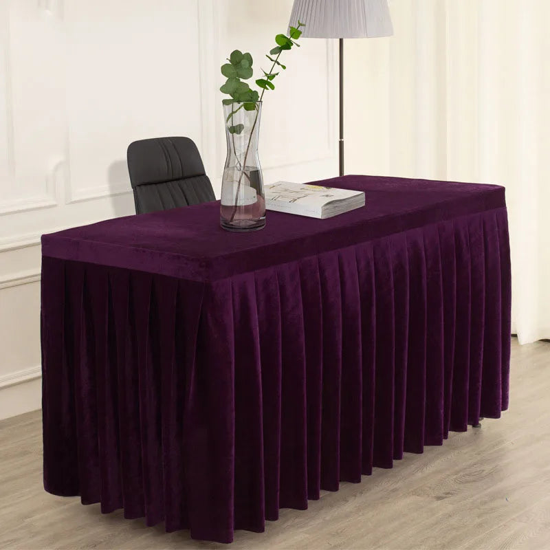 Mantel De Terciopelo Conference Decor 100% Polyester Custom Size Welcome Plain Color Solid Design Velvet Tablecover Table Cloth