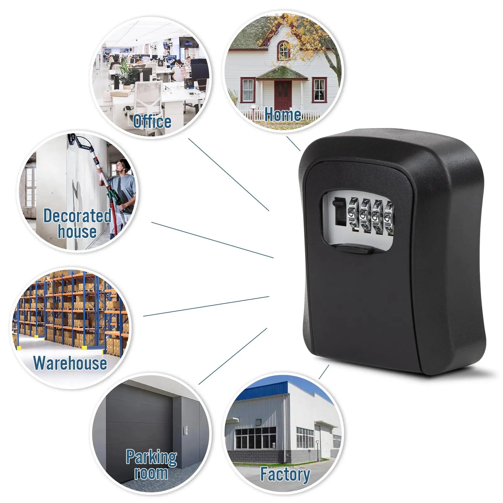 4-Digit Combination Weatherproof Key Transfer Box Password Storage Car Key Safe Box with Combination Lock