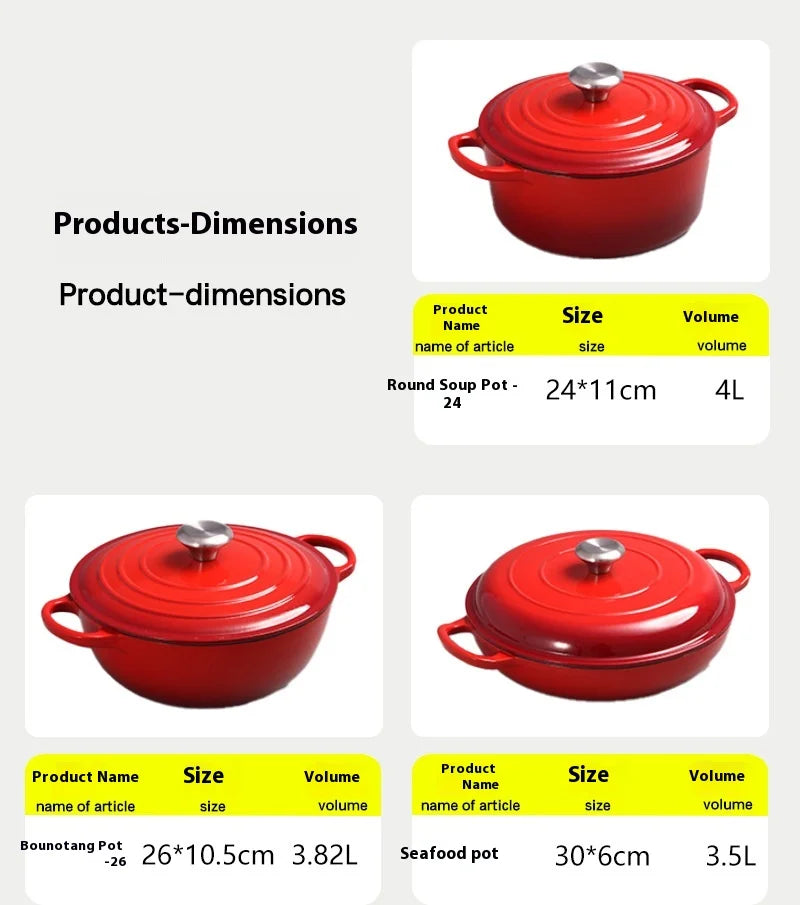 14-Piece Modern Design Cast Iron Enamel Pot Set for Kitchen Use Parties Includes Frying Pan Stew Pot Seafood Pot Food Storage
