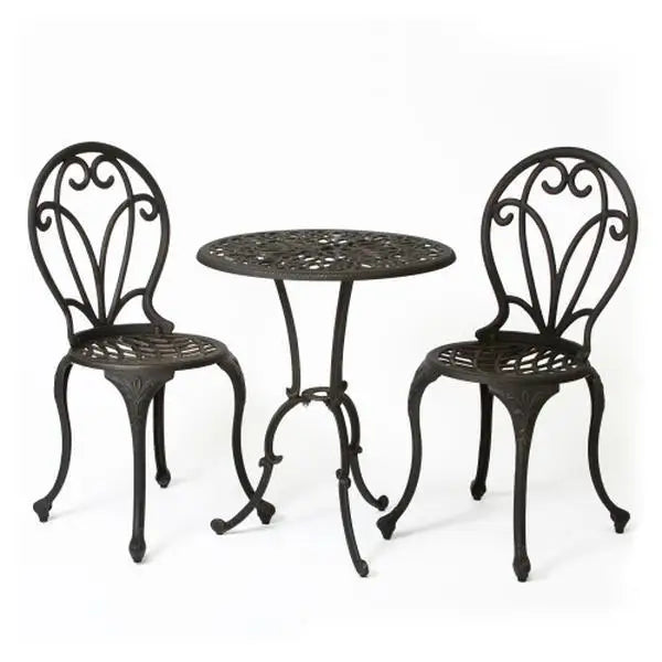 Thomas 3-Piece Modern Outdoor Cast Iron Bistro Set Stylish Patio Furniture for Garden Courtyard Hotels