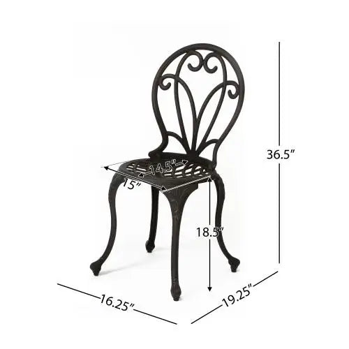 Thomas 3-Piece Modern Outdoor Cast Iron Bistro Set Stylish Patio Furniture for Garden Courtyard Hotels