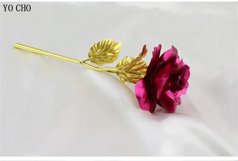 Eternal Rose Colorful Galaxy Artificial Flowers 24K Gold Foil Flower Love Base Flare box for Girlfriend Valentine's Day Gift