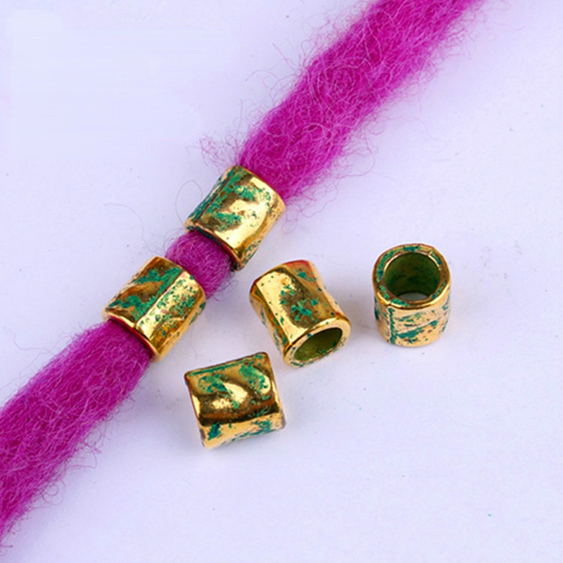 5 Pcs Antique Silver Hair Braid Dread Dreadlock Beads Cuffs Tuber Approx 8mm Inner Hole for Hair Styling Accessories Tool