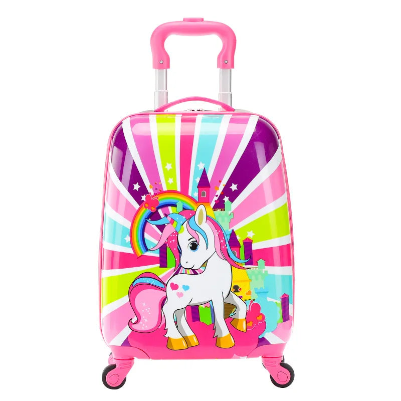 New Listing Cartoon Images 18 Inch PC Kids Luggage Custom Design Travel Trolley Children Suitcase 3D Print Kids Trolley Bag Set