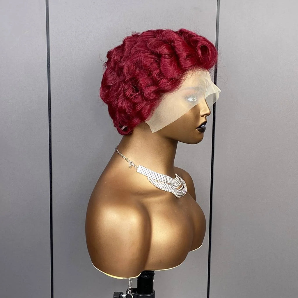 New Pixie Cut Short Curly Human Hair Wig 13x4 Lace Front Wigs Brazilian Bob  Preplucked Natural Hairline Full Frontal Wig