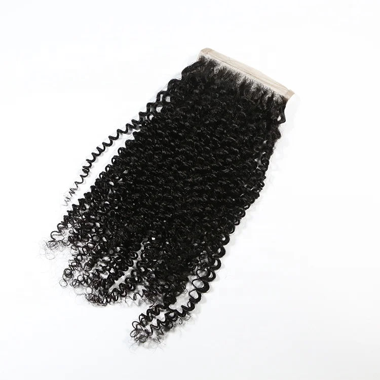 Kinky Curly Hair Bundles With Closure 100% Natural Human Hair Weave Bundles Remy Hair Extensions Natural Black
