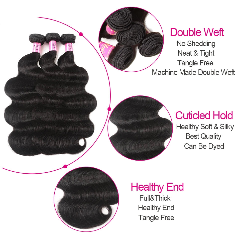 UNice Hair Company Indian Hair Body Wave Human Hair Bundles 1 Piece Remy Hair Extensions Weave 8-30inch Can Mix Any Length