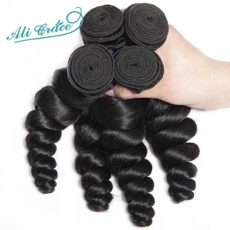 Ali Grace Hair Double Drawn Loose Wave Hair Full Ends Funmi Hair Hairstyle Funmi Hair Bundles 100% Human Hair Extensions