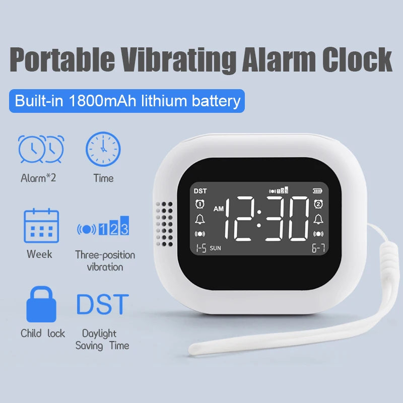 Modern LED Clock for Bedroom Analog/Digital Vibration Alarm with In/Out Wall Mount Electronic Movement