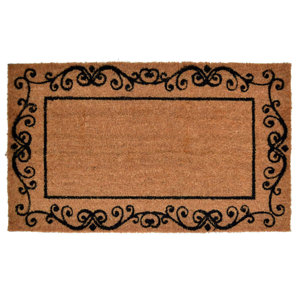 HMS 18\" X 30\" Brown and Black Coir Scrollwork Outdoor Door Mat Interior Accessories