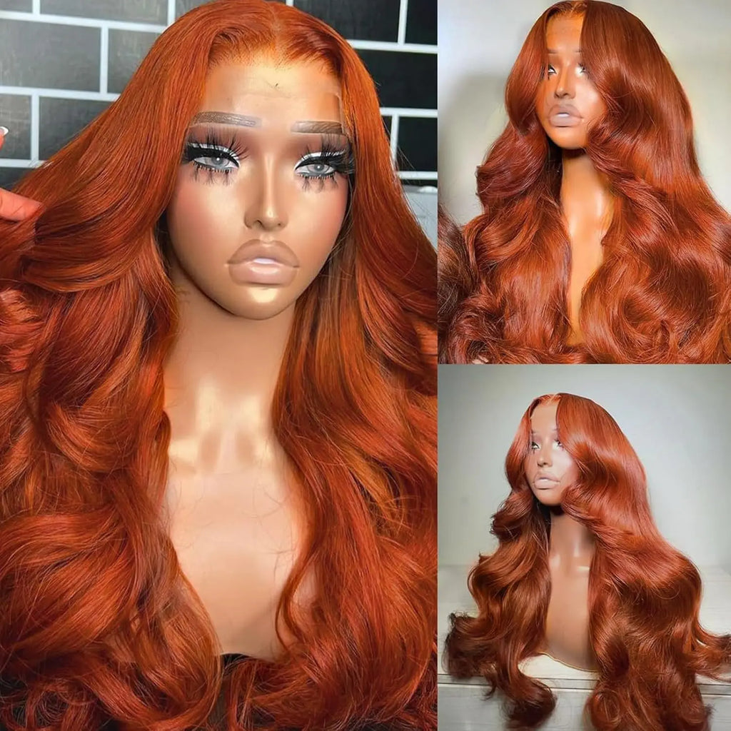 Wholesale Raw Human Hair Ginger Body Wave Wig 13x6 hd Human Hair Lace Front Wig 180% Brazilian Lace Frontal Wig for Black Women