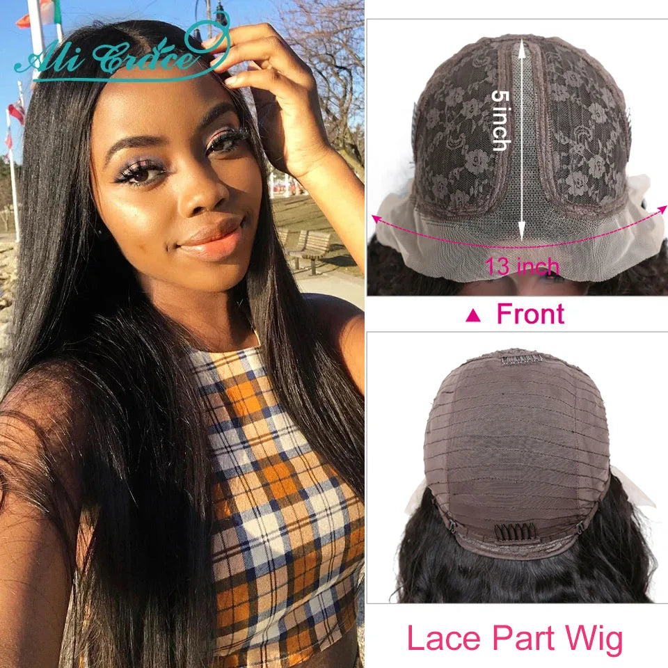 Ali Grace T Part Lace Wig 13x5x1 Straight Lace Part Human Hair Wigs Brazilian Straight Front Wigs for Women Middle Part Wigs