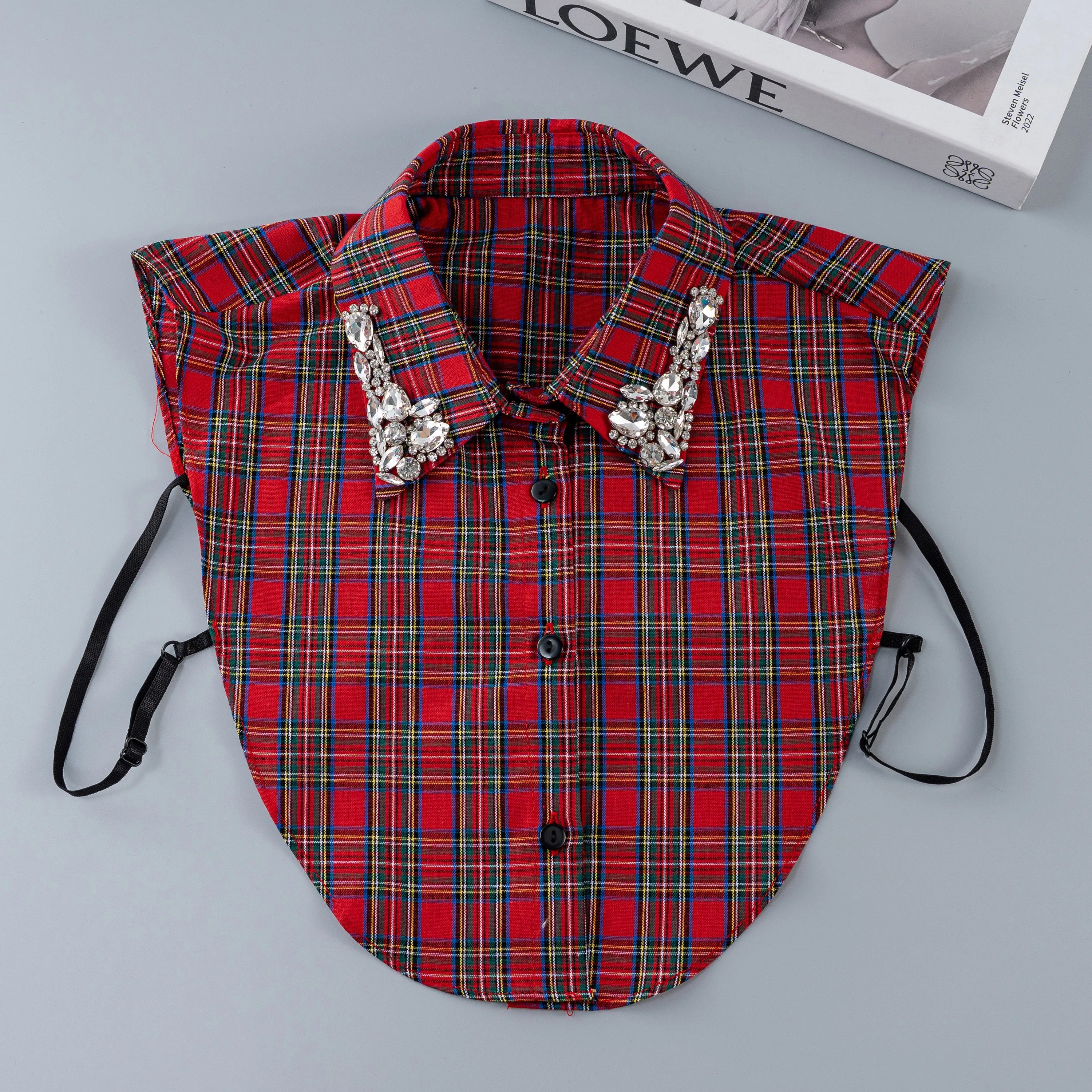 LHY Christmas  Rhinestone Fake Collar for Women Collar De Perlas Removable Blouse Half Shirt Collar Decoration Warm Accessory