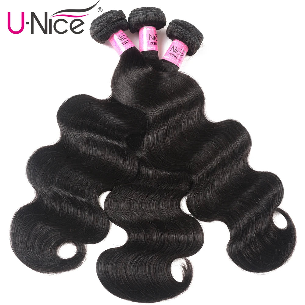 UNICE HAIR 4x4 Lace Closure With Malaysian Body Wave 3/4 Bundles with Lace Closures With Remy Hair Human Hair Bundles