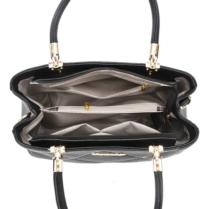 Ladies Luxury PU Leather Handbags Large Capacity Fashion Handbags for Women with Zipper Closure Ladies Handbag Set