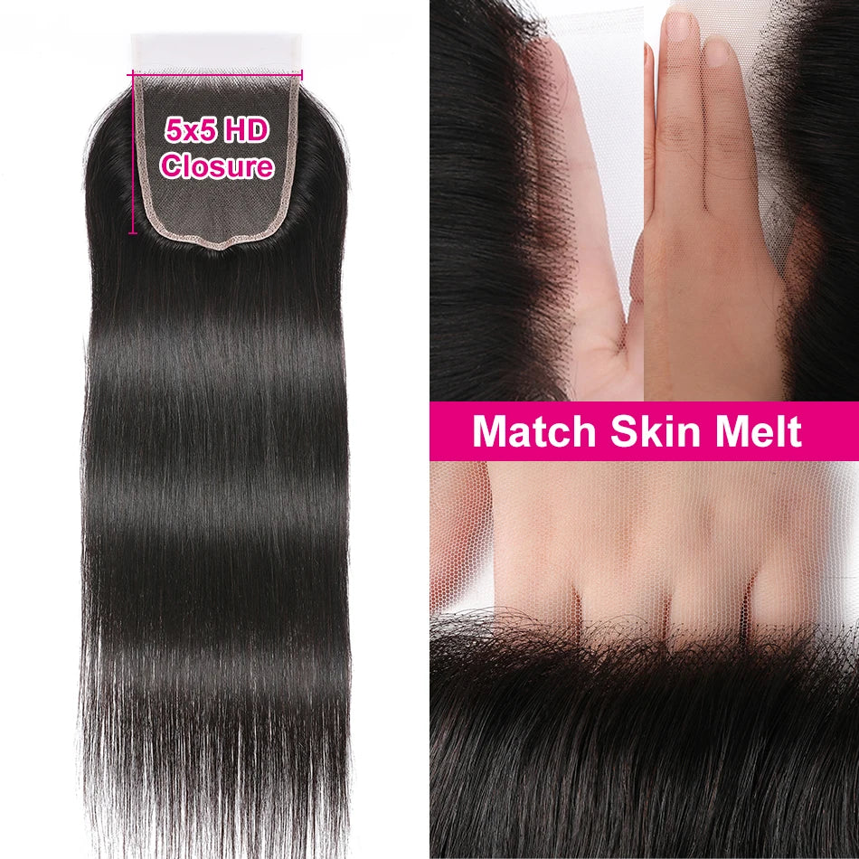 Unice Hair Malaysian Straight Hair Lace Closure 4X4 Free Part Remy Human Hair Closure Swiss Lace 1 PCS 150% Density