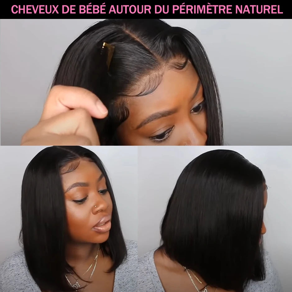 ISEE Hair 7x5 Glueless Bob Wig Lace Front Human Hair Wigs For Women Highlight Straight Wear And Go Glueless Human Hair Wig
