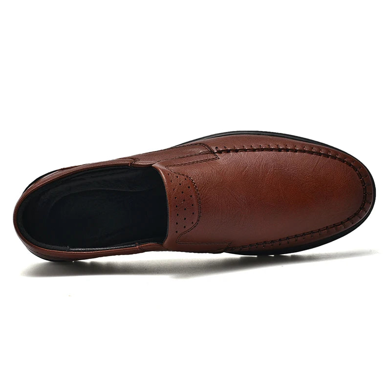 New High Quality Wholesale Moccasin Homme En Cuir Men Black Leather Dress Shoes Slip-on Fashion Brand Cheap Factory Oem