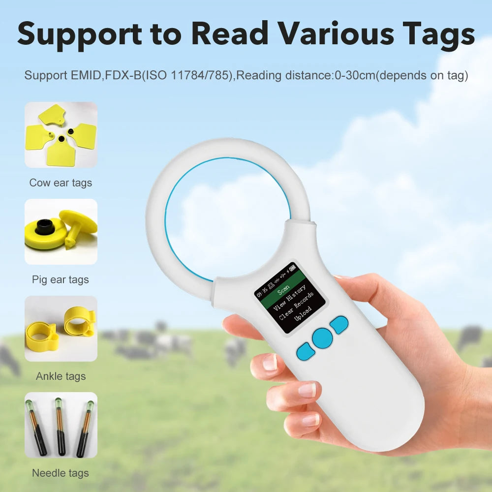 Pet Microchip Scanner Portable Screen USB/  Strap for Cat, Dog and Animal Card Reader Storage Handheld Chip Card Reader