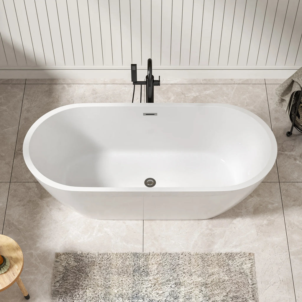 Sarlai Group  67-Inch Freestanding Acrylic Bathtub Eco-Friendly Portable Design 60gal+ Capacity Modern Glossy White