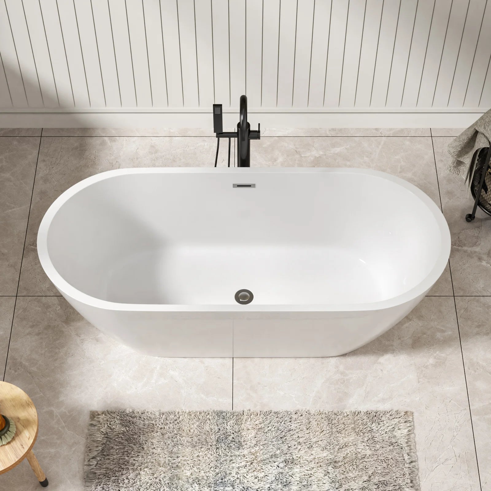 Sarlai Group  67-Inch Freestanding Acrylic Bathtub Eco-Friendly Portable Design 60gal+ Capacity Modern Glossy White