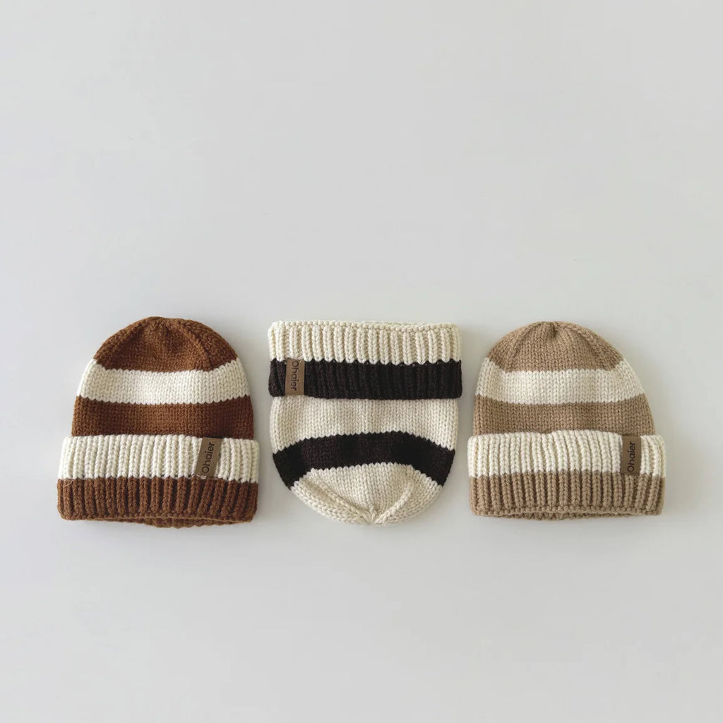 2024 High Quality Warm Baby Kids Toddler Boy Autumn Winter Stripe Baby Knitted Hats Kids Girls Boys Beanies Hat for Kids