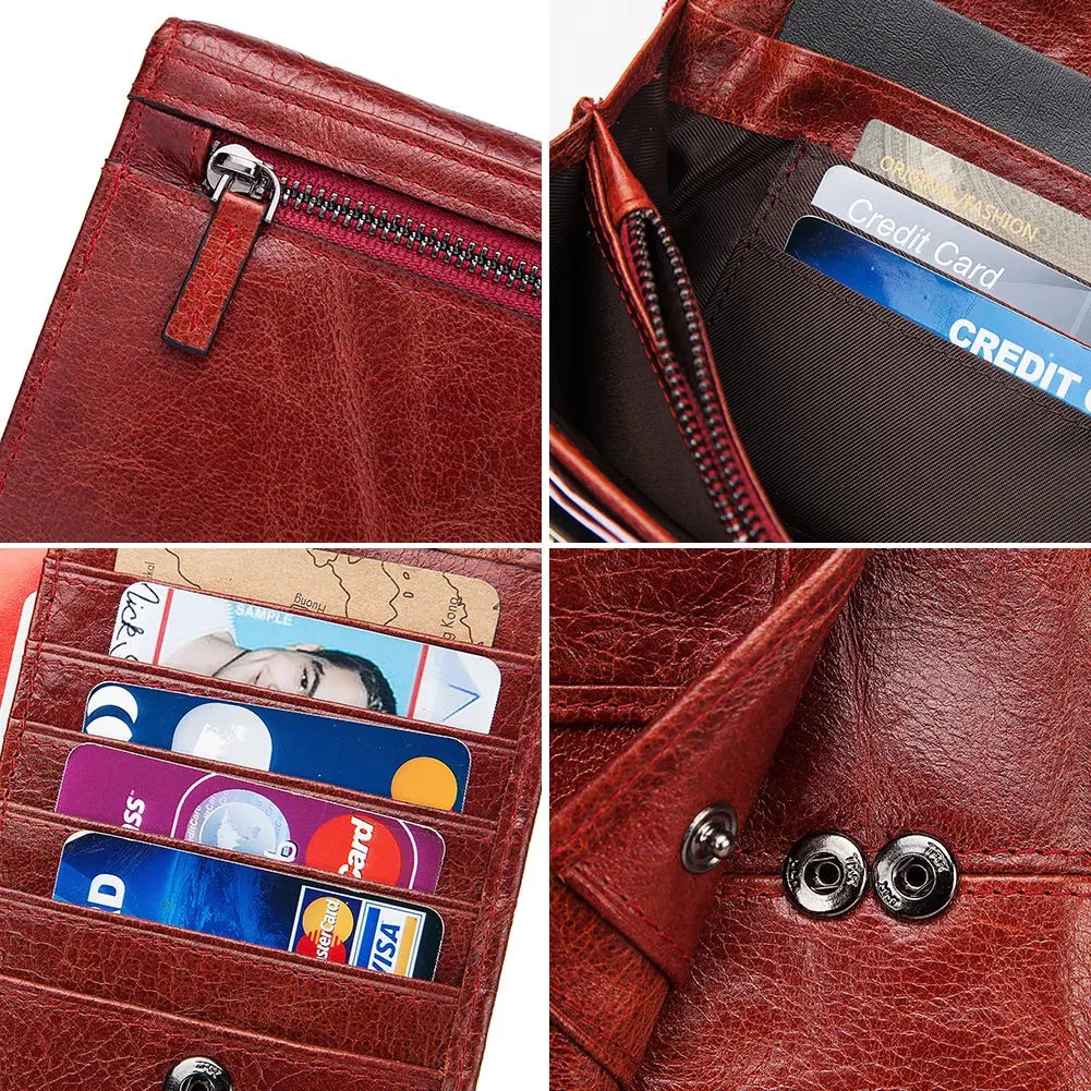 HUMERPAUL Fashion Women Wallet Genuine Leather Long Fashion Ladies Clutch Cell Phone Bags Muti-fuction RFID Card Holder Purse