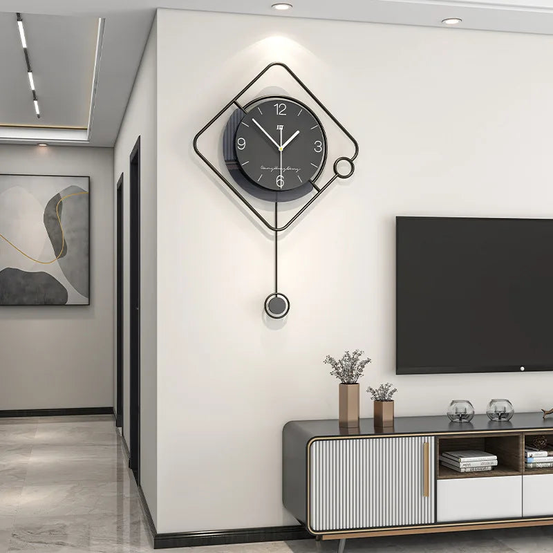 Creative Home Decorative Nordic Metal 3d Modern Minimalist Wall Clock for Living Room Office Shop